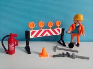 Zone de chantier et ouvrier playmobil 